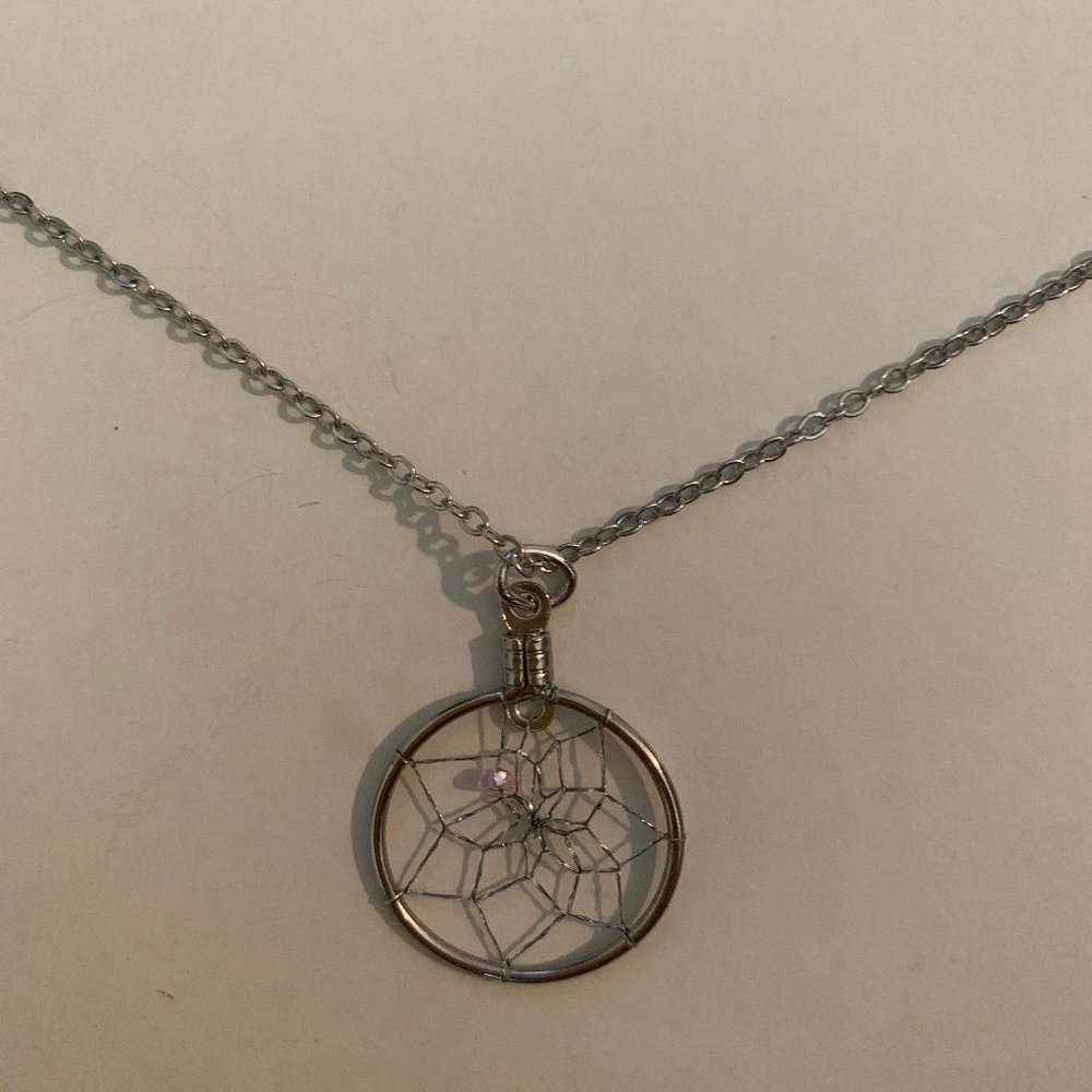 Dream Catcher Necklace in Silver